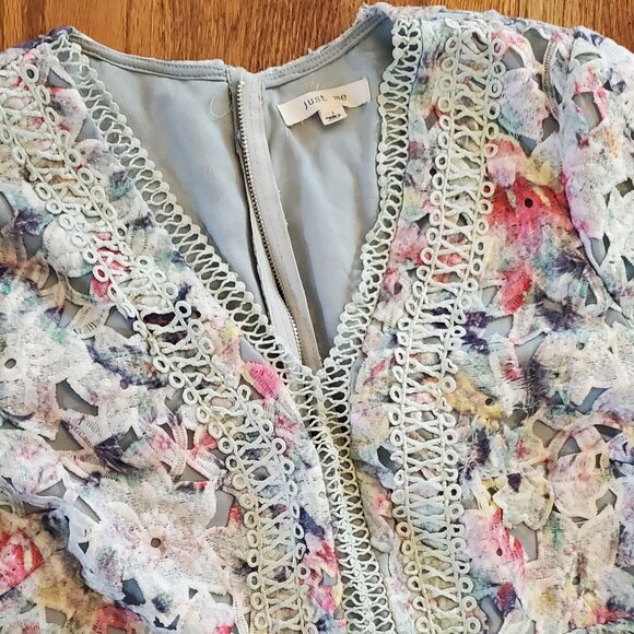 Just Me Floral Lace Midi Dress Pastel Colors - Size L - Picture 3 of 6